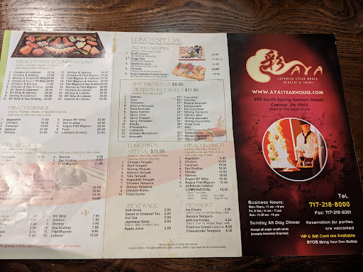 Aya Japanese Steakhouse menu 4
